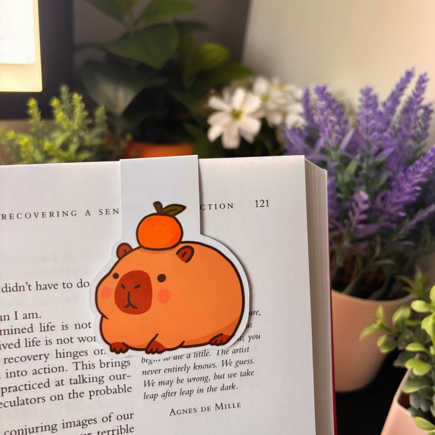 Capybara Orange Magnetic Bookmark | Silly Goofy Reader Gift for Bookworms