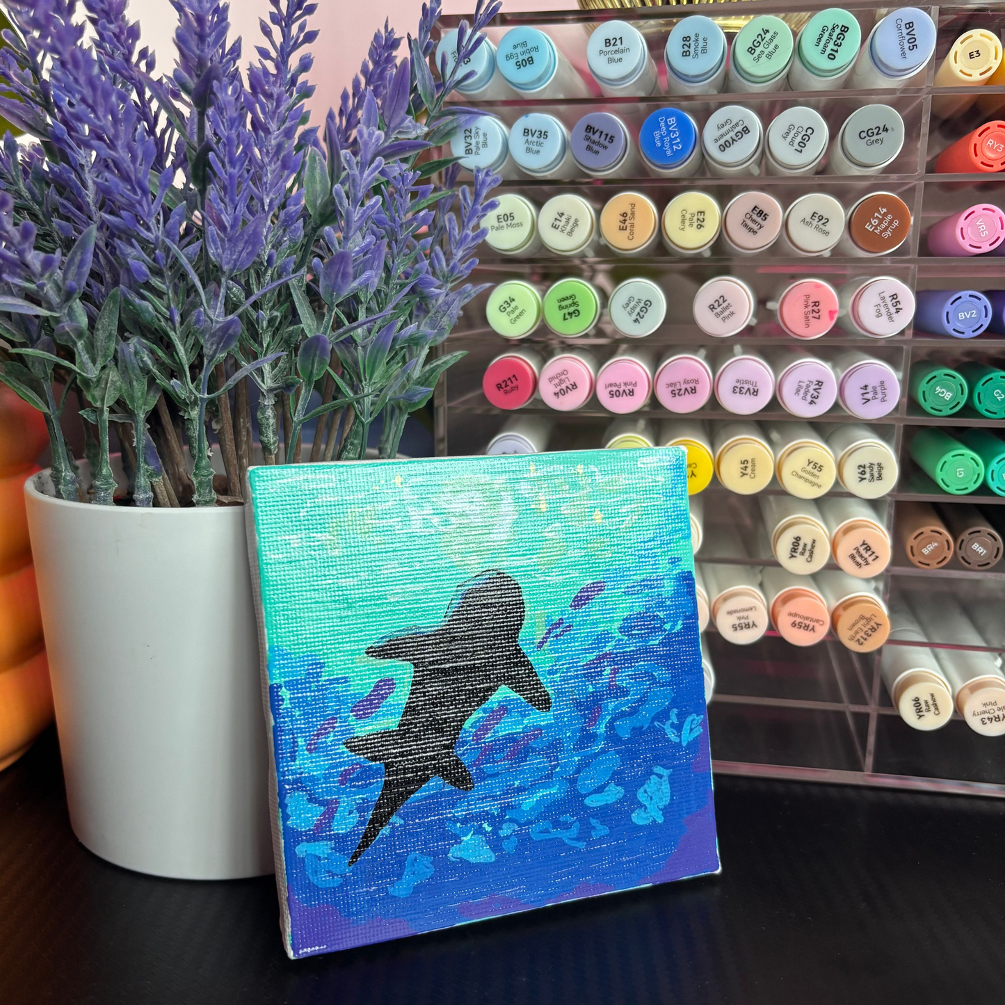 "Dangerous Underbelly" Acrylic Marker Paintings | 4x4 Canvas Varnished with Gloss