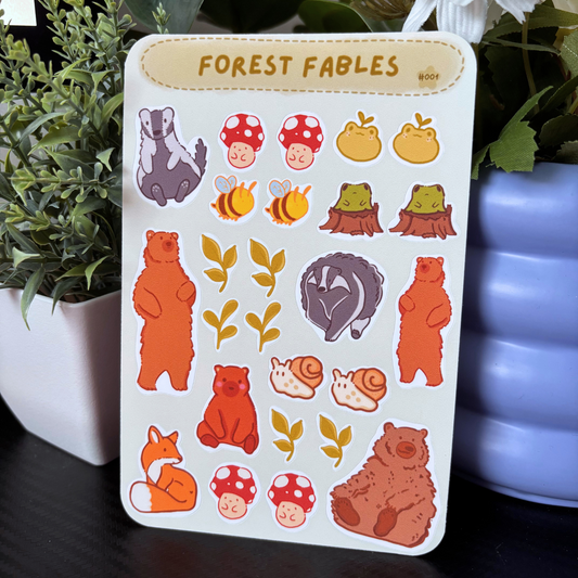 Forest Fables Sticker Sheet #01 | Cute Woodland Animals for Planner and Journaling