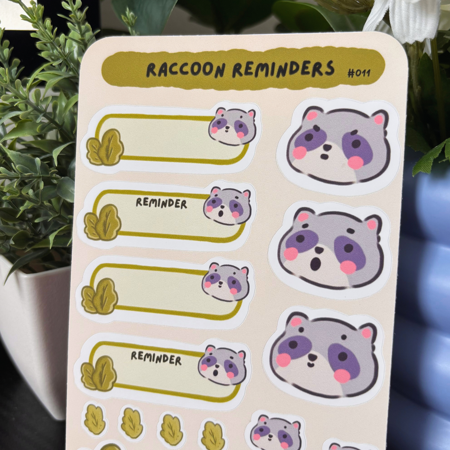 Raccoon Reminders Sticker Sheet #011 | Cute Planner Stickers for Notes & To-Do Lists
