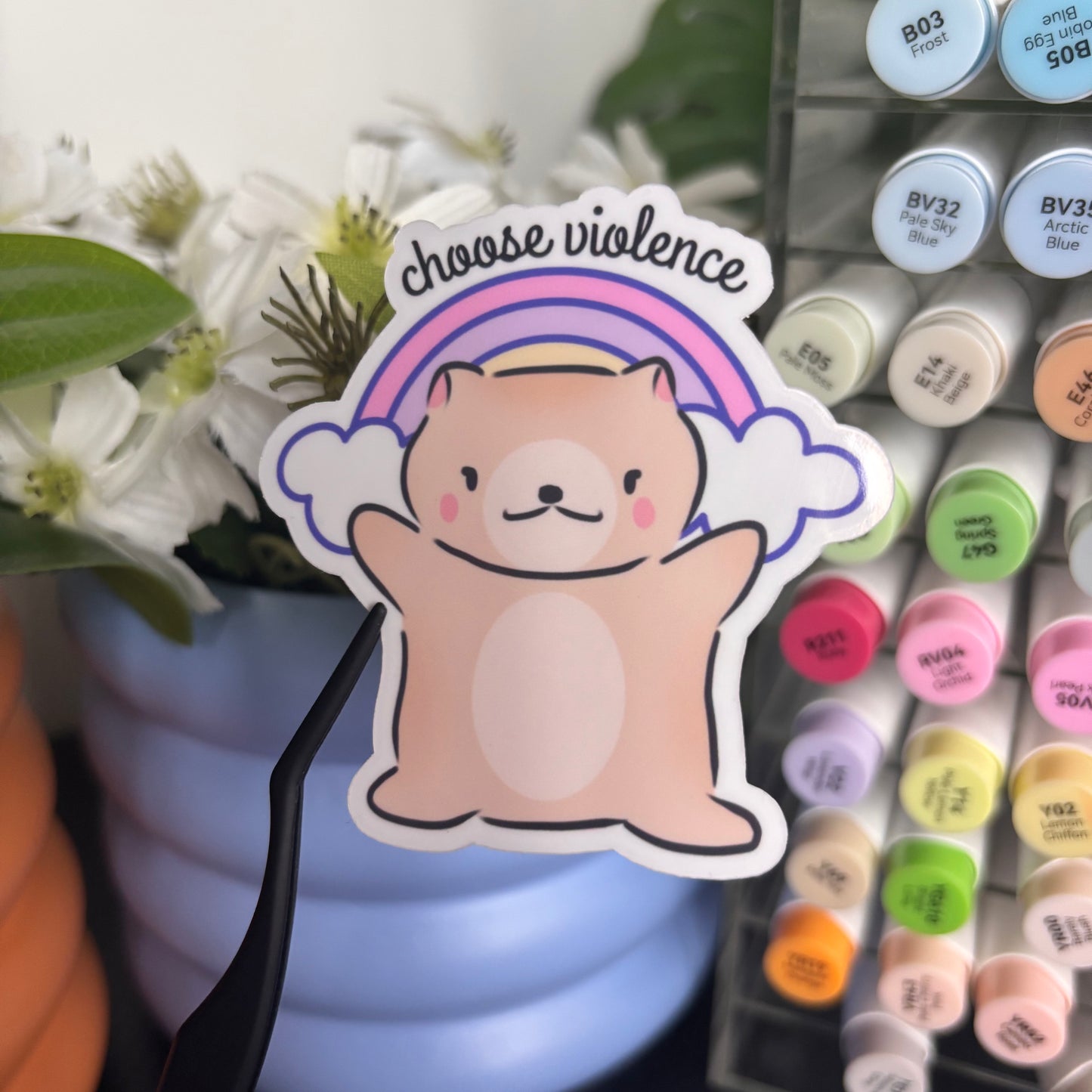 Choose Violence Vinyl Gloss Laminated Waterproof Sticker | Transparent Backing