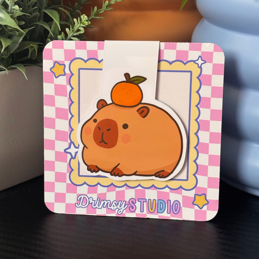 Capybara Orange Magnetic Bookmark | Silly Goofy Reader Gift for Bookworms