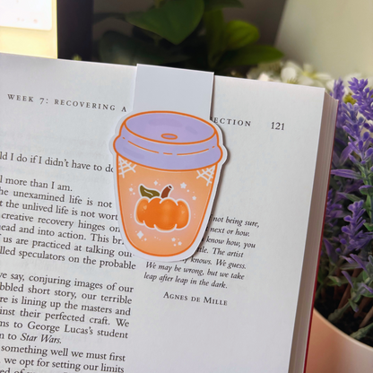 Pumpkin Fall Latte Magnetic Bookmark | Cute Autumn Gifts for Readers and Bookworms