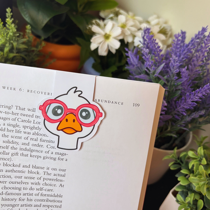 Goose With Pink Glasses Magnetic Bookmark | Silly Reader Gift for Bookworms