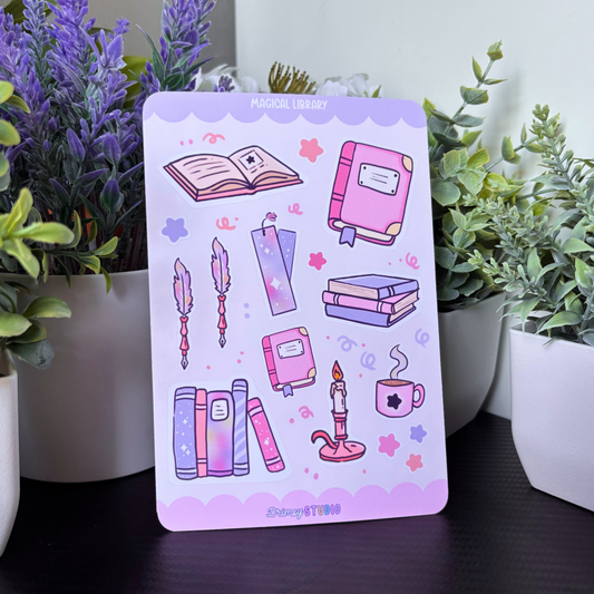 Magical Library Sticker Sheet | Journaling and Planner Accessory for Decoration Witchy