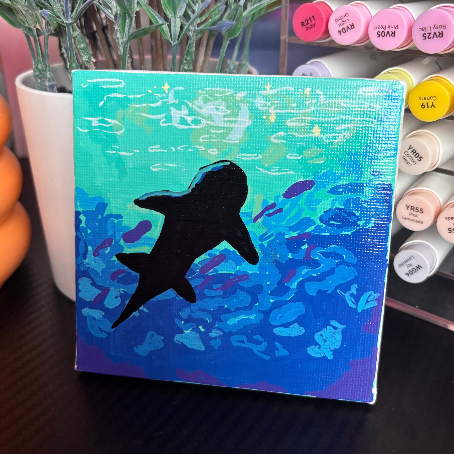 "Dangerous Underbelly" Acrylic Marker Paintings | 4x4 Canvas Varnished with Gloss